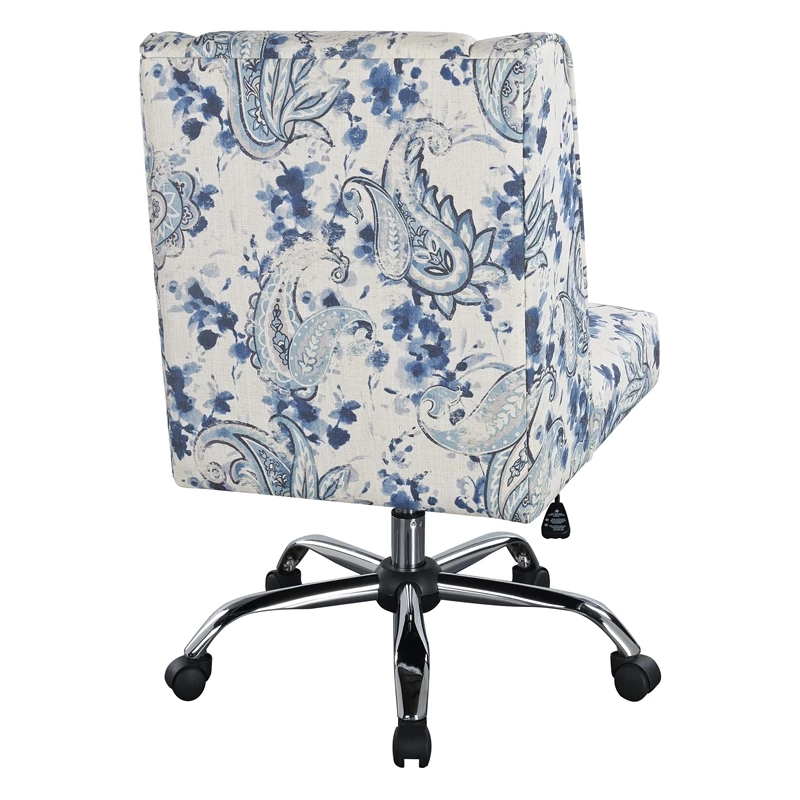 Buy 👏 OSP Home Furnishings Westgrove Managers Chair In Blue Paisley Fabric With Chrome Base ❤️ 8 Buy 👏 OSP Home Furnishings Westgrove Managers Chair In Blue Paisley Fabric With Chrome Base ❤️ - Image 6