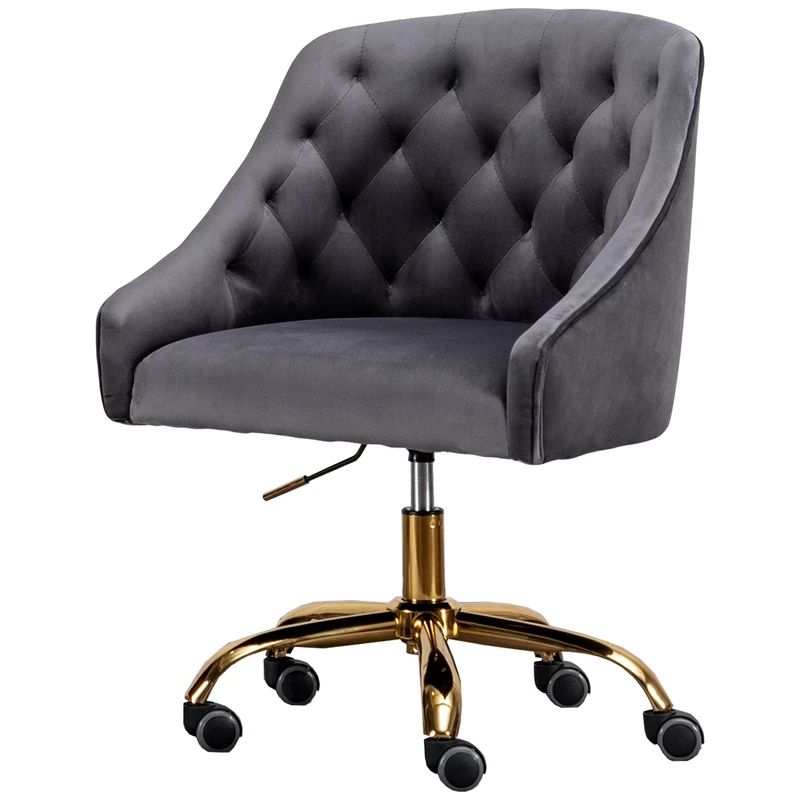 Coupon 🥰 Best Master Furniture Dark Gray Velvet Tufted Swivel Task Chair With Gold Base And Wheels 🤩 3 Coupon 🥰 Best Master Furniture Dark Gray Velvet Tufted Swivel Task Chair With Gold Base And Wheels 🤩