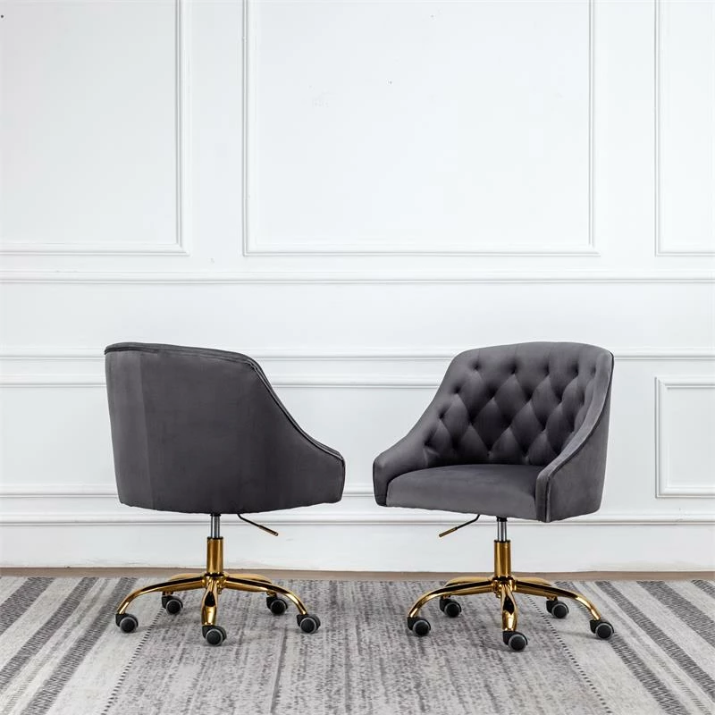 Coupon 🥰 Best Master Furniture Dark Gray Velvet Tufted Swivel Task Chair With Gold Base And Wheels 🤩 4 Coupon 🥰 Best Master Furniture Dark Gray Velvet Tufted Swivel Task Chair With Gold Base And Wheels 🤩 - Image 2