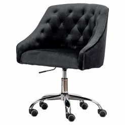 Cheap 👍 Best Master Furniture Black Velvet Tufted Swivel Task Chair With Silver Base With Wheels 👍