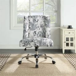 Hot Sale ⌛ OSP Home Furnishings Westgrove Managers Chair In Charcoal Paisley Fabric With Chrome Base 💯 -Deals Writing Desks Store 2279021 2 L