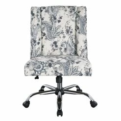 Hot Sale ⌛ OSP Home Furnishings Westgrove Managers Chair In Charcoal Paisley Fabric With Chrome Base 💯 -Deals Writing Desks Store 2279021 3 L