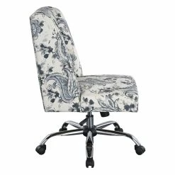 Hot Sale ⌛ OSP Home Furnishings Westgrove Managers Chair In Charcoal Paisley Fabric With Chrome Base 💯 -Deals Writing Desks Store 2279021 4 L