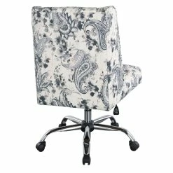 Hot Sale ⌛ OSP Home Furnishings Westgrove Managers Chair In Charcoal Paisley Fabric With Chrome Base 💯 -Deals Writing Desks Store 2279021 5 L