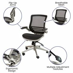 Top 10 🔔 Flash Furniture Mid-Back Mesh Office Swivel Chair In Black And Graphite 🌟 -Deals Writing Desks Store 2283404 19 L