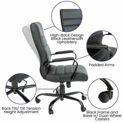 Best Pirce 🧨 Flash Furniture Leather High Back Office Chair In Black 😍 -Deals Writing Desks Store 2283411 17 L
