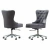 Buy 🎁 Best Quality Furniture Swivel Office Chair In Dark Gray Velvet With Stainless Steel And Tufted Seat 😍