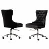 Deals 👏 Best Quality Furniture Swivel Office Chair In Black Velvet With Stainless Steel And Tufted Seat 😍