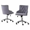 Cheapest 🔥 Best Quality Furniture Swivel Office Chair In Dark Gray Velvet With Stainless Steel And Tufted Seat 🔔 -Deals Writing Desks Store 2291985 L