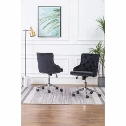 Deals 🌟 Best Quality Furniture Swivel Office Chair In Black Velvet With Stainless Steel And Tufted Seat 😀 5 Deals 🌟 Best Quality Furniture Swivel Office Chair In Black Velvet With Stainless Steel And Tufted Seat 😀 -Deals Writing Desks Store 2291987 1 L