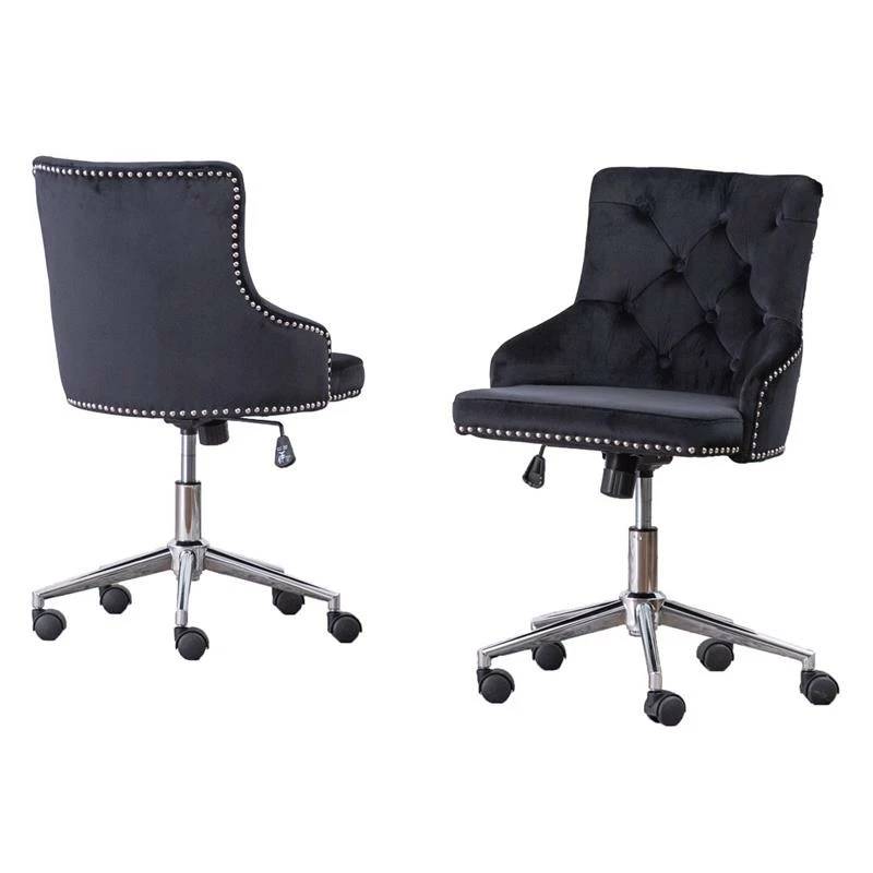 Deals 🌟 Best Quality Furniture Swivel Office Chair In Black Velvet With Stainless Steel And Tufted Seat 😀 3 Deals 🌟 Best Quality Furniture Swivel Office Chair In Black Velvet With Stainless Steel And Tufted Seat 😀