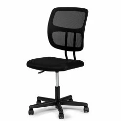 Budget ✔️ Poundex Furniture Armless Mesh Fabric Office Chair In Black Color ✔️ -Deals Writing Desks Store 2300678 5 L