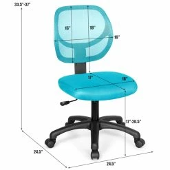 Best Sale 💯 Costway Sponge Adjustable Height Low-Back Armless Computer Desk Chair In Blue 👍 -Deals Writing Desks Store 2314347 11 L