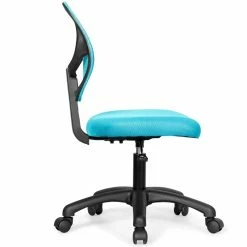 Best Sale 💯 Costway Sponge Adjustable Height Low-Back Armless Computer Desk Chair In Blue 👍 -Deals Writing Desks Store 2314347 3 L