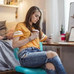 Best Sale 💯 Costway Sponge Adjustable Height Low-Back Armless Computer Desk Chair In Blue 👍 -Deals Writing Desks Store 2314347 5 L