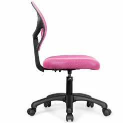 Brand new 🧨 Costway Sponge Adjustable Height Low-Back Armless Computer Desk Chair In Pink 😉 -Deals Writing Desks Store 2314348 3 L