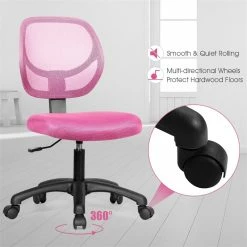Brand new 🧨 Costway Sponge Adjustable Height Low-Back Armless Computer Desk Chair In Pink 😉 -Deals Writing Desks Store 2314348 7 L