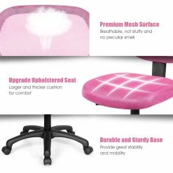 Brand new 🧨 Costway Sponge Adjustable Height Low-Back Armless Computer Desk Chair In Pink 😉 -Deals Writing Desks Store 2314348 9 L
