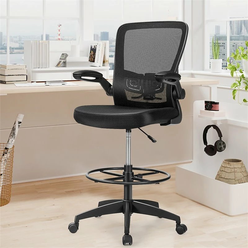 Best deal 🌟 Costway Sponge Adjustable Height Drafting Chair With Lumbar Support In Black 🔥 4 Best deal 🌟 Costway Sponge Adjustable Height Drafting Chair With Lumbar Support In Black 🔥 - Image 2