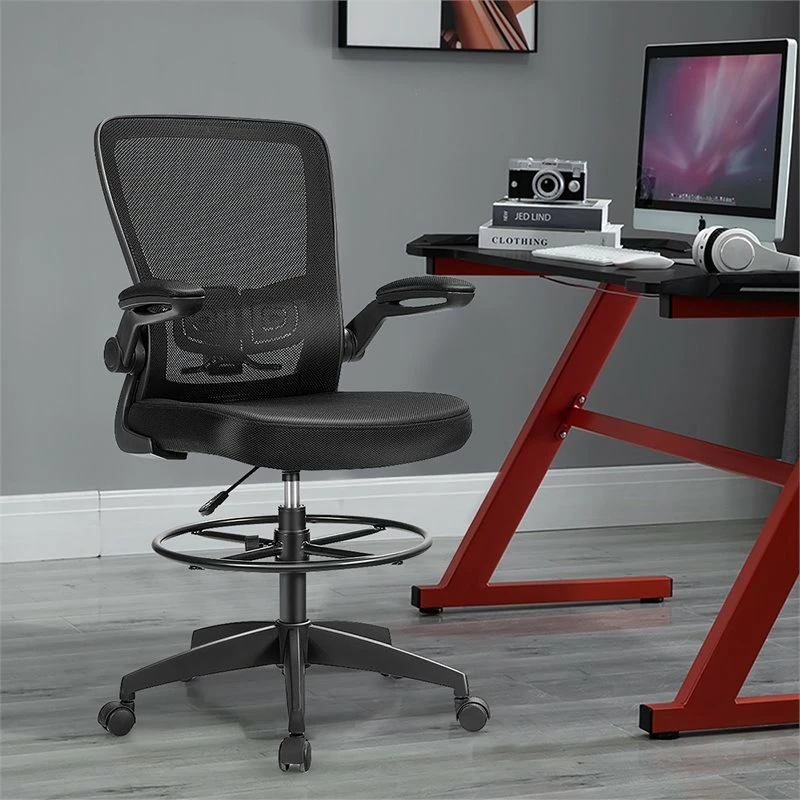 Best deal 🌟 Costway Sponge Adjustable Height Drafting Chair With Lumbar Support In Black 🔥 5 Best deal 🌟 Costway Sponge Adjustable Height Drafting Chair With Lumbar Support In Black 🔥 - Image 3