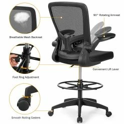 Best deal 🌟 Costway Sponge Adjustable Height Drafting Chair With Lumbar Support In Black 🔥 20 Best deal 🌟 Costway Sponge Adjustable Height Drafting Chair With Lumbar Support In Black 🔥 -Deals Writing Desks Store 2326236 4 L