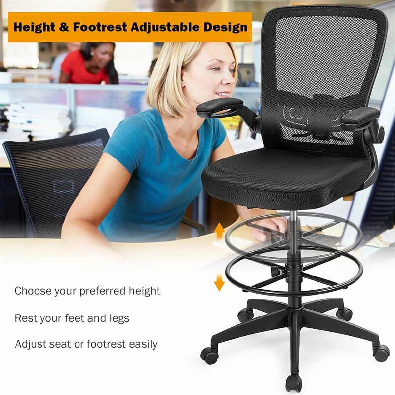 Best deal 🌟 Costway Sponge Adjustable Height Drafting Chair With Lumbar Support In Black 🔥 11 Best deal 🌟 Costway Sponge Adjustable Height Drafting Chair With Lumbar Support In Black 🔥 - Image 9