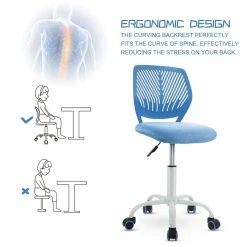 Best deal ✨ Costway Sponge Adjustable Mid Back Swivel Armless Office Chair In Blue ✨ -Deals Writing Desks Store 2326455 6 L