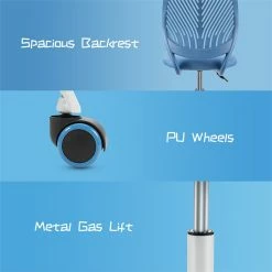 Best deal ✨ Costway Sponge Adjustable Mid Back Swivel Armless Office Chair In Blue ✨ -Deals Writing Desks Store 2326455 8 L