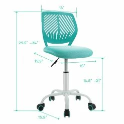 New 👍 Costway Sponge Adjustable Mid Back Swivel Armless Office Chair In Turquoise 🔔 -Deals Writing Desks Store 2326456 10 L