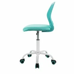 New 👍 Costway Sponge Adjustable Mid Back Swivel Armless Office Chair In Turquoise 🔔 -Deals Writing Desks Store 2326456 2 L