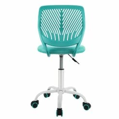 New 👍 Costway Sponge Adjustable Mid Back Swivel Armless Office Chair In Turquoise 🔔 -Deals Writing Desks Store 2326456 3 L