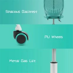 New 👍 Costway Sponge Adjustable Mid Back Swivel Armless Office Chair In Turquoise 🔔 -Deals Writing Desks Store 2326456 8 L