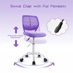 Wholesale ⭐ Costway Sponge Adjustable Mid Back Swivel Armless Office Chair In Purple 🔔 19 Wholesale ⭐ Costway Sponge Adjustable Mid Back Swivel Armless Office Chair In Purple 🔔 -Deals Writing Desks Store 2326457 5 L