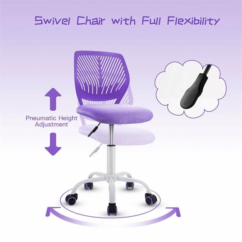 Wholesale ⭐ Costway Sponge Adjustable Mid Back Swivel Armless Office Chair In Purple 🔔 9 Wholesale ⭐ Costway Sponge Adjustable Mid Back Swivel Armless Office Chair In Purple 🔔 - Image 7