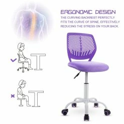 Wholesale ⭐ Costway Sponge Adjustable Mid Back Swivel Armless Office Chair In Purple 🔔 20 Wholesale ⭐ Costway Sponge Adjustable Mid Back Swivel Armless Office Chair In Purple 🔔 -Deals Writing Desks Store 2326457 6 L