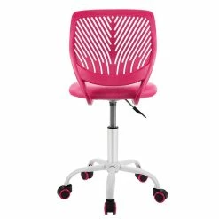 New 🌟 Costway Sponge Adjustable Mid Back Swivel Armless Office Chair In Pink 👍 -Deals Writing Desks Store 2326468 3 L
