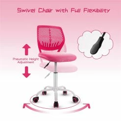 New 🌟 Costway Sponge Adjustable Mid Back Swivel Armless Office Chair In Pink 👍 -Deals Writing Desks Store 2326468 5 L