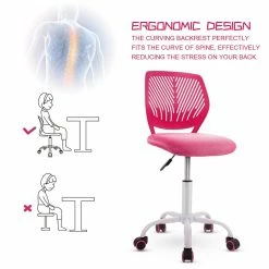 New 🌟 Costway Sponge Adjustable Mid Back Swivel Armless Office Chair In Pink 👍 -Deals Writing Desks Store 2326468 6 L