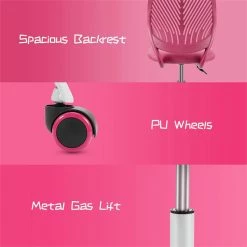 New 🌟 Costway Sponge Adjustable Mid Back Swivel Armless Office Chair In Pink 👍 -Deals Writing Desks Store 2326468 8 L
