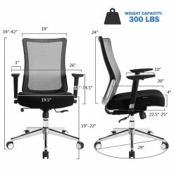 Cheap 😍 Costway PP And Sponge Ergonomic Mesh Office Chair With Armrest In Black 🎁 -Deals Writing Desks Store 2326565 11 L