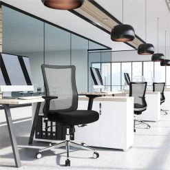 Cheap 😍 Costway PP And Sponge Ergonomic Mesh Office Chair With Armrest In Black 🎁 -Deals Writing Desks Store 2326565 4 L