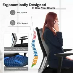 Cheap 😍 Costway PP And Sponge Ergonomic Mesh Office Chair With Armrest In Black 🎁 -Deals Writing Desks Store 2326565 5 L
