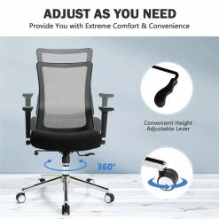 Cheap 😍 Costway PP And Sponge Ergonomic Mesh Office Chair With Armrest In Black 🎁 -Deals Writing Desks Store 2326565 6 L