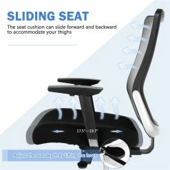 Cheap 😍 Costway PP And Sponge Ergonomic Mesh Office Chair With Armrest In Black 🎁 -Deals Writing Desks Store 2326565 8 L