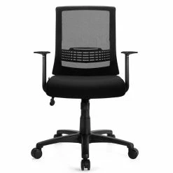 Cheap ⭐ Costway Sponge Adjustable Mid Back Mesh Office Chair W/ Lumbar Support In Black 🔥 -Deals Writing Desks Store 2326566 2 L