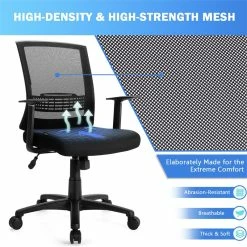 Cheap ⭐ Costway Sponge Adjustable Mid Back Mesh Office Chair W/ Lumbar Support In Black 🔥 -Deals Writing Desks Store 2326566 7 L