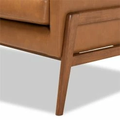 Promo 🔥 Bowery Hill Faux Leather Upholstered And Walnut Finished Wood Lounge Chair 😍 -Deals Writing Desks Store 2327584 3 L