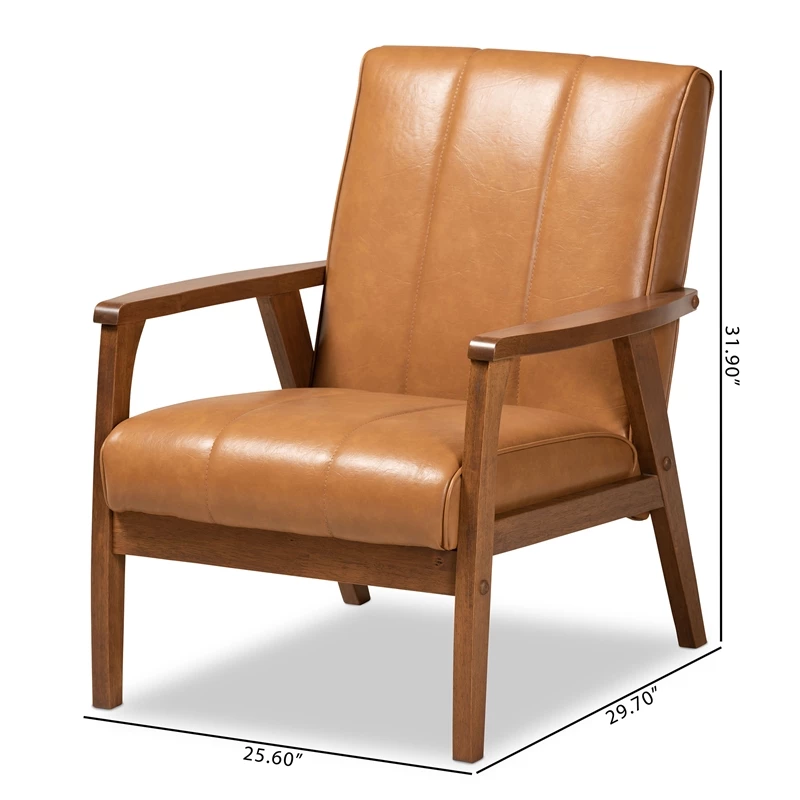 Wholesale ๐ Bowery Hill Tan Faux Leather Upholstered And Brown Finished Wood Lounge Chair ๐ 6 Wholesale ๐ Bowery Hill Tan Faux Leather Upholstered And Brown Finished Wood Lounge Chair ๐ - Image 4