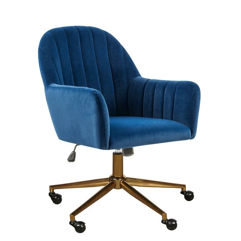 Best deal 😀 Home Fare Channeled Back Office Chair In Navy Blue Velvet 🥰 3 Best deal 😀 Home Fare Channeled Back Office Chair In Navy Blue Velvet 🥰
