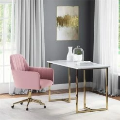 Top 10 🔔 Home Fare Channeled Back Office Chair In Blush Pink Velvet 💯 15 Top 10 🔔 Home Fare Channeled Back Office Chair In Blush Pink Velvet 💯 -Deals Writing Desks Store 2367768 6 L
